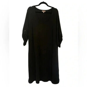 J Jill black dress with buttons tail at sleeve and bottom hem